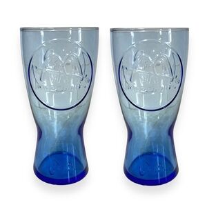 McDonalds Glass Cobalt Blue Retro 1961 Collectors Pair of Drinking Soda Fountain